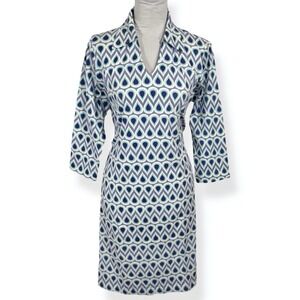 NEW‎ Malabar Bay Print Knit Polo Shirt Dress Size Large Fitted Coastal Boho Chic